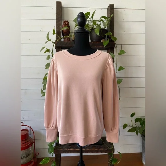 Nine West: Chic Blush Crewneck Sweater with Puff Shoulders - Picture 5 of 16